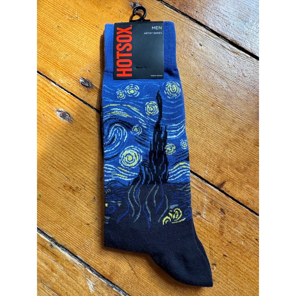 Hot Sox Starry Night Crew Socks Artist Series Vincent Van Gogh Men's Size 10-13‎
